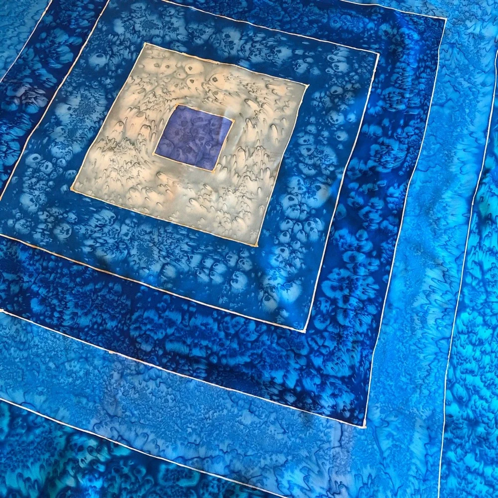 Hand Dyed Blue 100% Silk Scarf